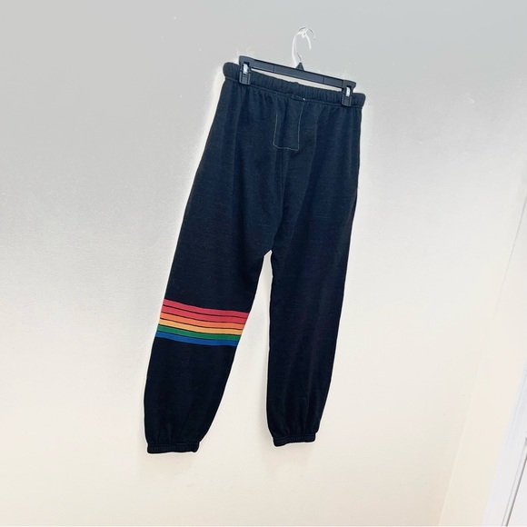 AVIATOR NATION Charcoal Rainbow Stitch jogger Sweatpants Size Medium - Picture 6 of 11